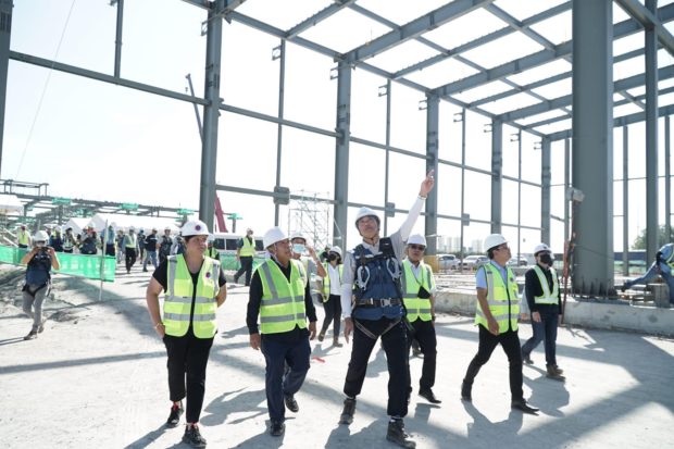 Transportation Sec. Jaime Bautista leads the inspection of the depot of the North South Commuter Railway in Clark Freeport, Pampanga on Monday, Jan. 23. (Contributed photo)