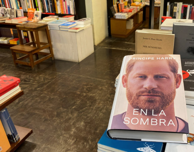 Britain's Prince Harry's book "Spare" is seen in a bookstore in Barcelona
