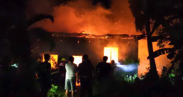 A fire razed a house in Atimonan town, Quezon province on Thursday evening (Jan. 26), killing its occupant. (Photo courtesy of SK Tagbakin Facebook page)