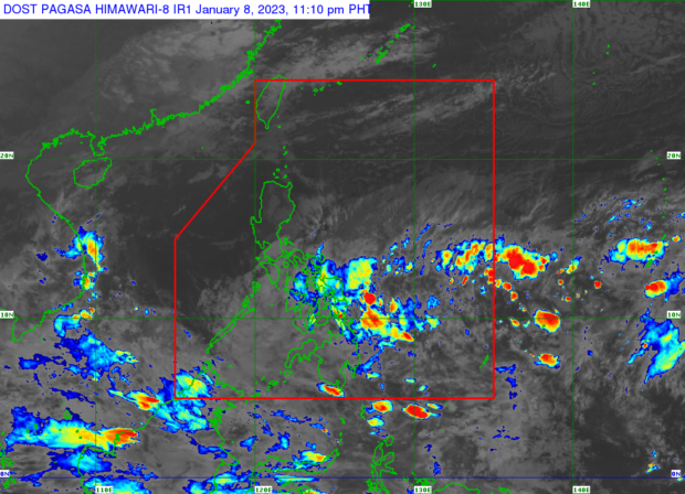 Satellite image from PAGASA. STORY: LPA trough, ‘amihan’ to bring rains