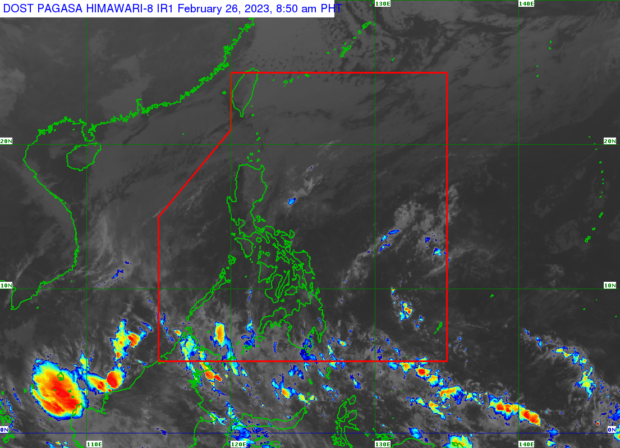 Generally fair weather is expected over the entire Visayas and Mindanao with chances of rain showers due to localized thunderstorms. (Photo from Pagasa)