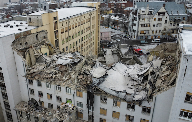 Aftermath of a Russian missile strike in Kharkiv. STORY: Ukraine ready to repel possible Russian offensive this month