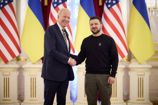 U.S. President Joe Biden makes an unannounced visit to Ukraine on February 20, 2023.