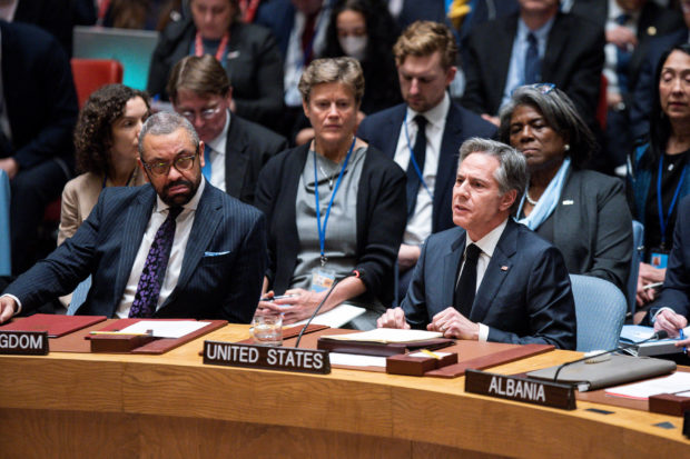 U.S. Secretary of State Antony Blinken warns the United Nations Security Council that it should not be fooled by calls for a temporary or unconditional ceasefire in Ukraine