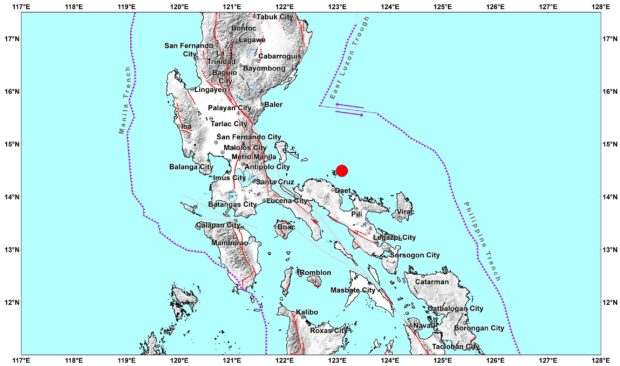 Map from Phivolcs STORY: Magnitude 5.1 earthquake hits Camarines Norte, aftershocks expected