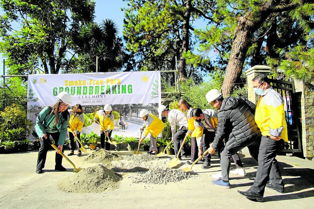 Baguio City officials lead thegroundbreaking ceremony for a “smoke-free park” within City Hall grounds 