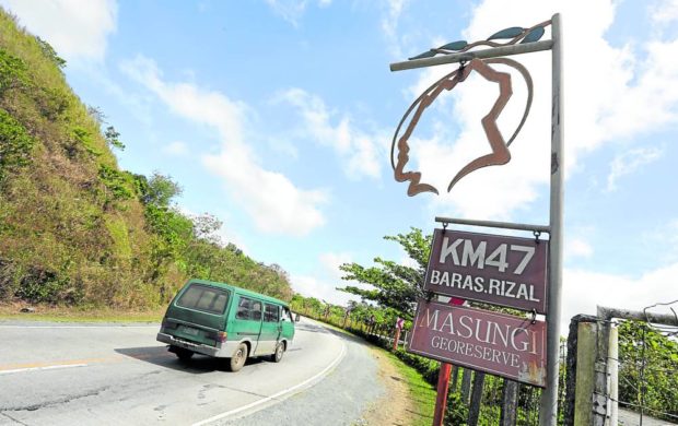Masung Georeserve sign at KM47 in Baras, Rizal. STORY: DOJ, BuCor: Development plans for Masungi will be pro-environment