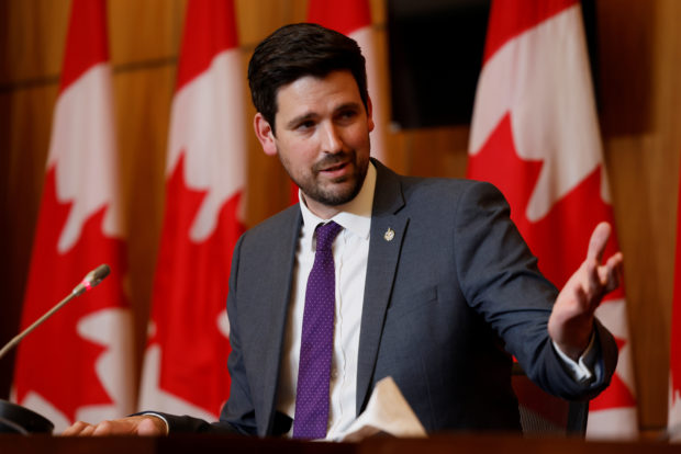 Canada’s Minister of Immigration, Refugees and Citizenship Sean Fraser attends a press conference with United Nations High Commissioner for Refugees Filippo Grandi in Ottawa