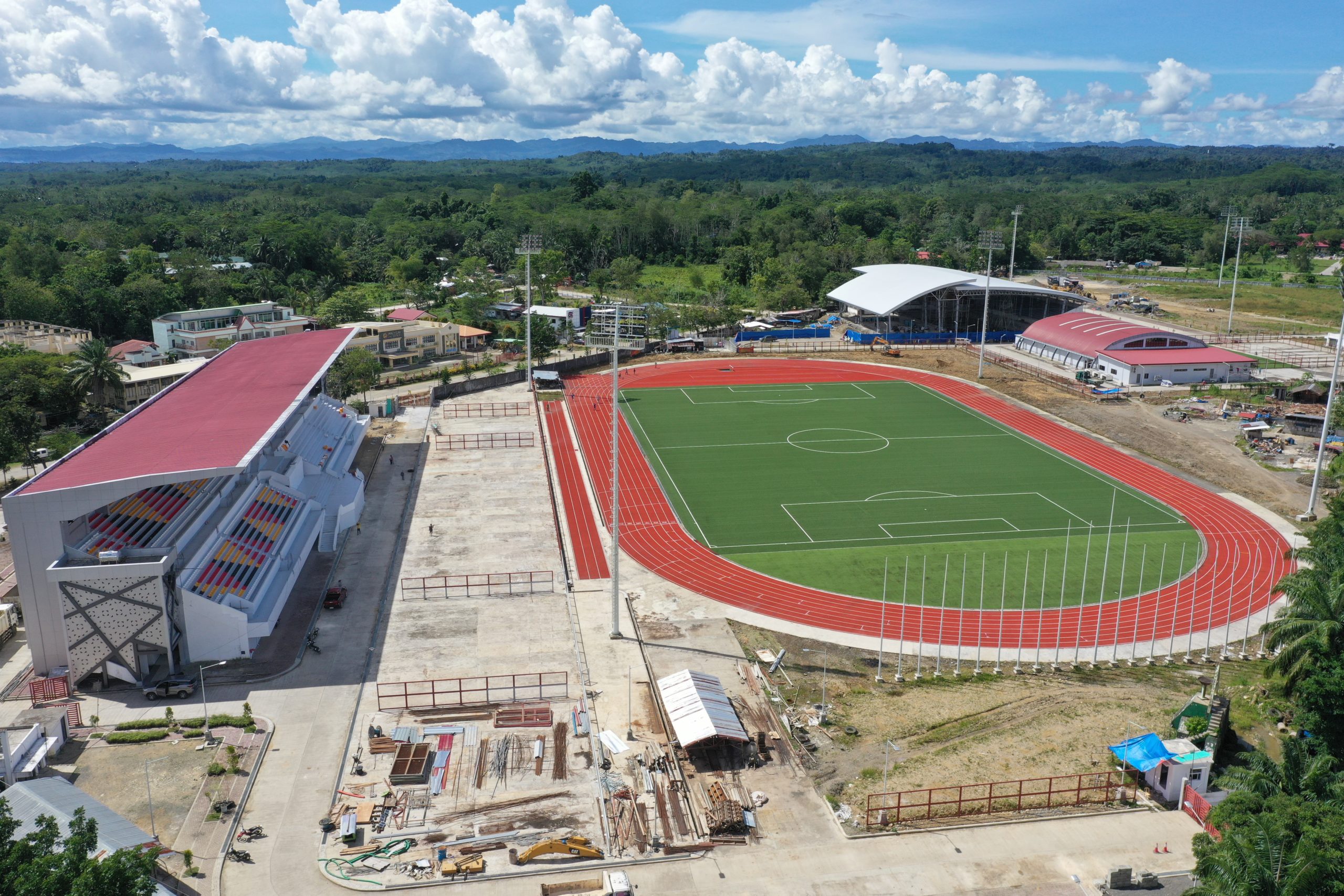 The aerial view of the DO Plaza Memorial Sports Complex while works were still ongoing last year