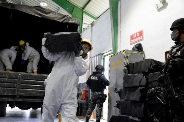 FILE PHOTO: Ecuador's Interior Ministry incinerates more than nine tons of cocaine seized in different operations, in Ecuador