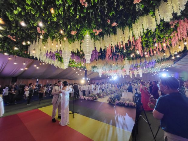   LGBTQ+ couples take part in a Valentine's Day commitment ceremony in Quezon City. (Photo from Mayor Joy Belmonte’s Twitter page)