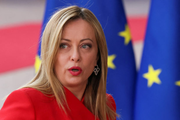 FILE PHOTO: Italy's Prime Minister, Giorgia Meloni, attends the European leaders summit in Brussels