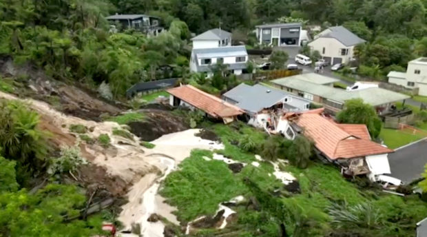 FILE PHOTO: General view of the area where a landslide occurred due to flooding, in Auckland