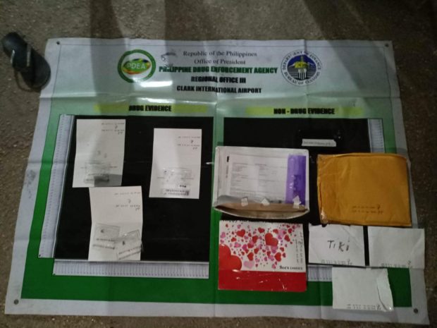 The parcel's contents included three sachets of suspected "shabu" (crystal meth) with a combined weight of 50 grams. (Photo courtesy of PDEA-3)