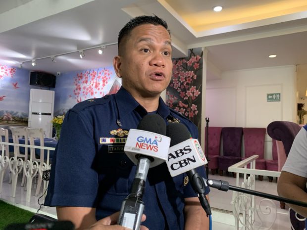 PCG Spokesperson Commodore Jay Tarriela speaks to the media during a media forum in Quezon City on Saturday, February 25, 2023. (Photo from Jean Mangaluz)