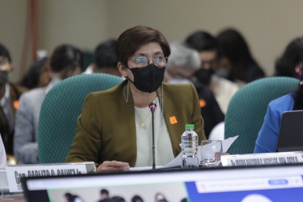  Ma. Rosario Vergeire, officer-in-charge of  the Department of Health, attends Thursday, March 9, 2023 the hybrid hearing of the Blue Ribbon Committee which is investigating, motu proprio, the non-disclosure by and/or refusal of the DOH to release the details of the vaccine procurement contracts on the pretext of a supposedly existing Non-Disclosure Agreement. Courtesy: Voltaire Domingo/Senate PRIB