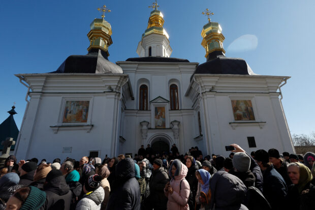 Scuffles broke out outside a Kyiv monastery on Thursday after a Ukrainian branch of the Orthodox Church that the government says has ties with Russia defied an eviction order.