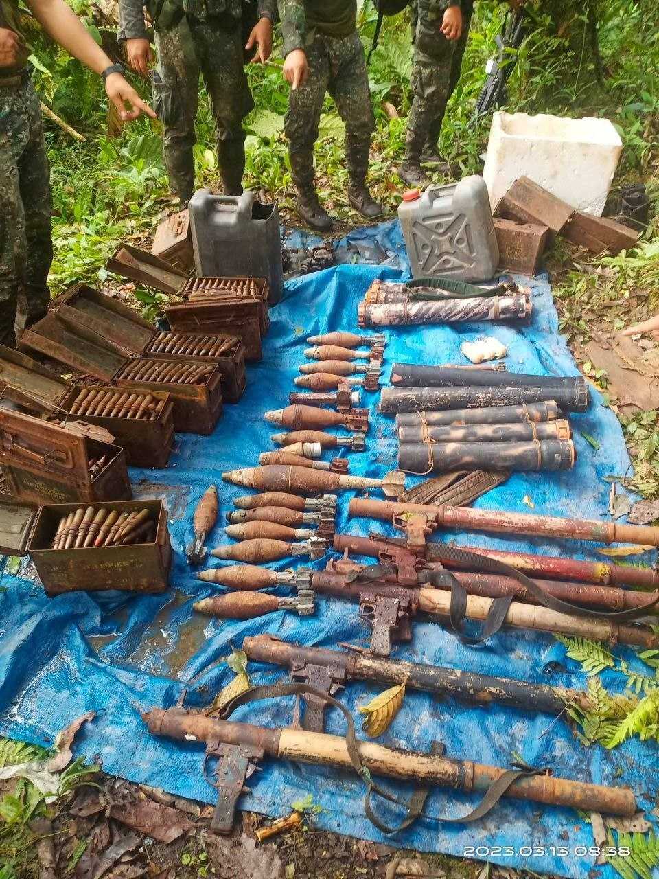 The AFP seizes firearms like grenade launchers, ammunition, and explosives during a combat clearing operation in Maguindanao del Norte
