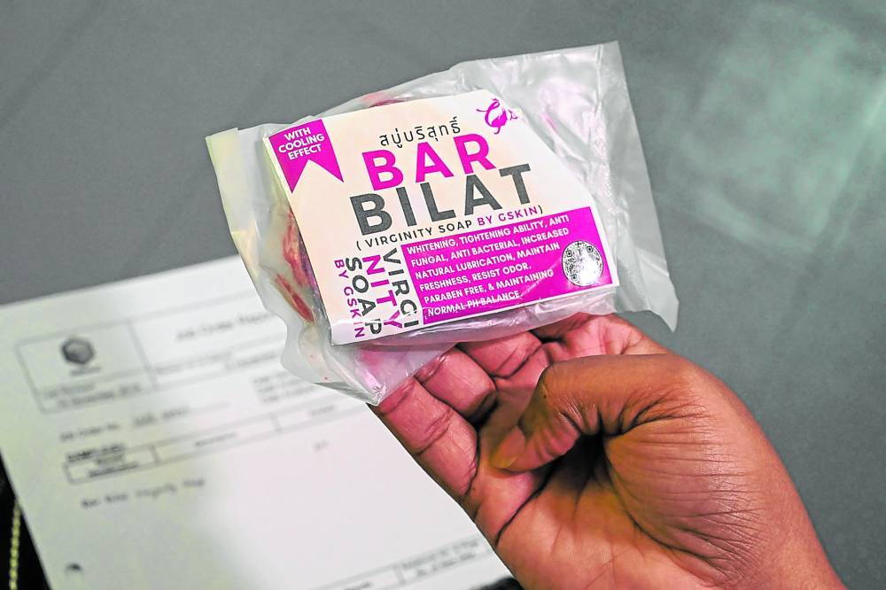 A packet of Bar Bilat, a brand of “virginity soap,” is being advertised on social media without approval from the Food and Drug Administration.