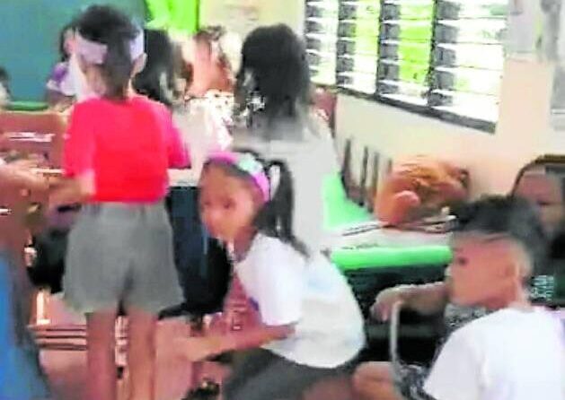 Students in a Masbate classroom as a firefight erupts nearby between government troops and communist rebels. STORY: Marcos orders more cops posted in Masbate schools