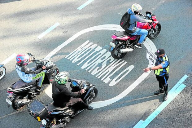 MMDA says 2,302 drivers breached the exclusive motorcycle lane along Commonwealth Avenue in Quezon City in just two days