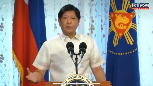 President Ferdinand "Bongbong" Marcos Jr. delivers speech during the signing of a Memorandum of Understanding between the National Intelligence Coordinating Agency and National Grid Corporation of the Philippines (NGCP) in Malacañang.
