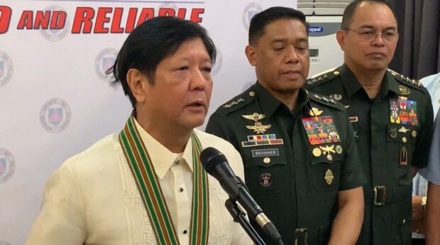 President Ferdinand "Bongbong" Marcos Jr. at the Philippine Army 126th anniversary in Fort Bonifacio, Taguig City on March 22, 2023.