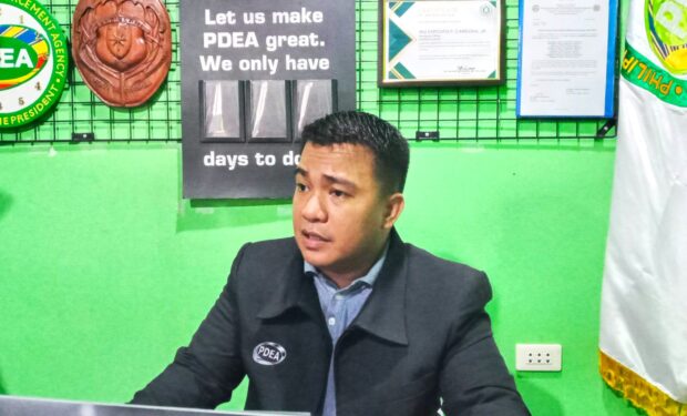 Exepedito Cardona Jr., provincial officer of the PDEA-10’s Misamis Oriental field office, answers questions from the media Wednesday regarding a March 28 buy-bust operation that led to the death of three suspects. PHOTO BY JIGGER JERUSALEM