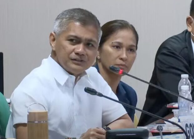 Oriental Mindoro Governor Humerlito Dolor attends the Senate hearing on Tuesday, March 14, 2023 to talk about the massive oil spill in his province. Screengrab from Senate of the Philippines YouTube
