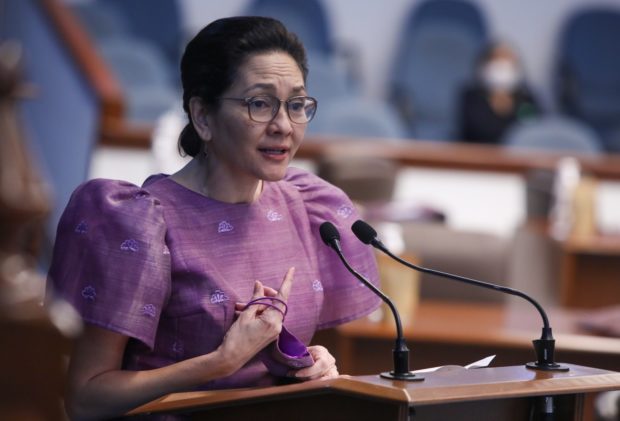HONTIVEROS SUPPORTS PASSAGE OF ARAL BILL: Senate Deputy Minority Leader Risa Hontiveros expresses her support for the passage of Senate Bill No. (SBN) 1604 or the Academic and Accessible Learning (ARAL) Program Act on third and final reading Monday, March 6, 2023. Hontiveros also requested that she be made co-author of SBN 1604 which seeks to establish the ARAL program to ensure that learners who did not enroll from 2020 to 2021 or during the height of the pandemic and are lagging academically would be tutored in math, languages and sciences to make up for the learning loss. (Bibo Nueva España/Senate PRIB)