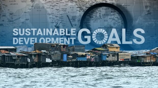 Composite image from stock photos, Agence France-Presse, and the United Nations STORY: PH SDG score: Good in curbing poverty, teenage smoking