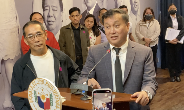 Senator Francis Tolentino answers media questions on Monday, March 20, 2023 at the Senate in Pasay City. (Photo by Daniza Fernandez)