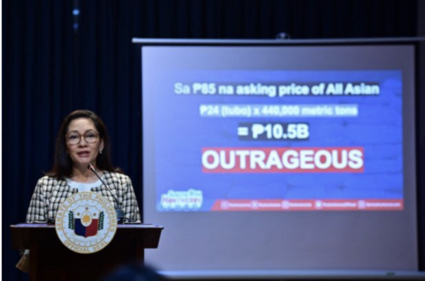 Senator Risa Hontiveros holds a press conference at the Senate in Pasay City on Tuesday, March 21, 2023. 