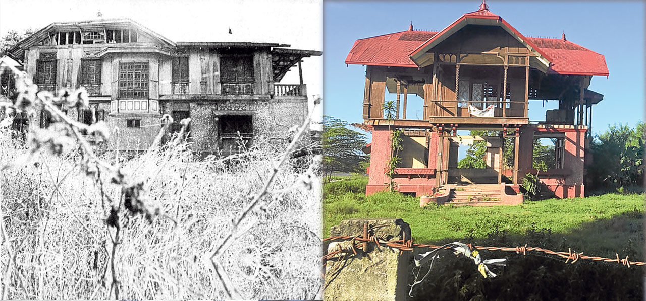 Ilusorio Mansion (1997 photo on left), also called Bahay na Pula (2019 photo, right), in San Ildefonso, Bulacan