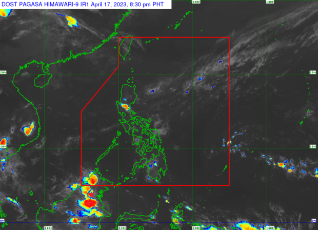 The entire country is expected to experience hot and humid temperatures on Tuesday, with chances of rain due to isolated thunderstorms, said the Philippine Atmospheric, Geophysical, and Astronomical Services Administration (Pagasa).