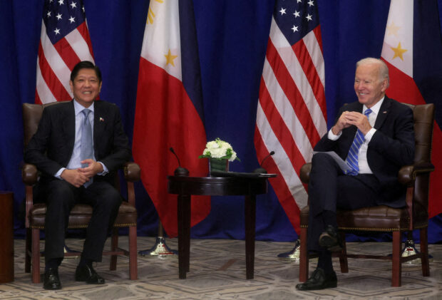 U.S. President Joe Biden takes part in a bilateral meeting with Philippines President Ferdinand Romualdez Marcos, Jr. in New York, New York, U.S., September 22, 2022. REUTERS/Leah Millis