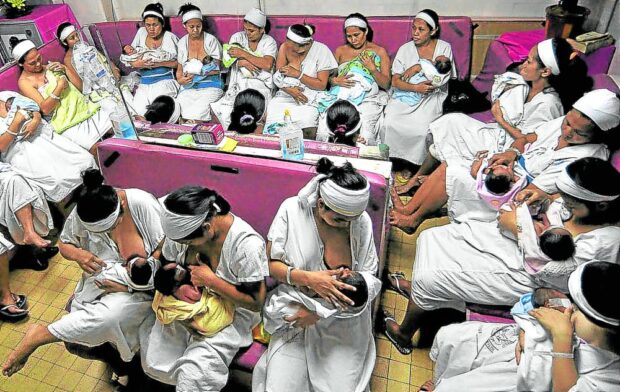 Newly born babies are breastfed by their mothers at Jose Fabella Memorial Hospital in Sta. Cruz, Manila. STORY: DOH braces for more women giving birth in hospitals