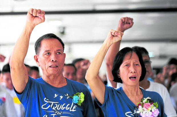 NDFP CONSULTANTS  National Democratic Front of the Philippines (NDFP) consultants Benito and Wilma Tiamzon attend a forum on the peace process in Pasig City in this photo taken in September 2016. —INQUIRER FILE PHOTO