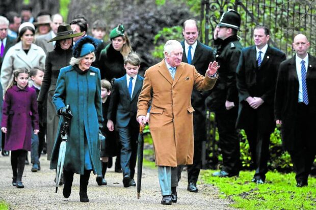 Charles III and other members of the royal family arrive at St. Mary Magdalene Church in Sandringham, Norfolk, for their Christmas Day service last year, their first without Queen Elizabeth II, who died in September. Charles’ coronation is on May 6, 2023. STORY: It’s ‘complicated’: Coronation fever in UK yet to take hold