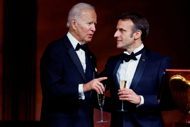 FILE PHOTO: U.S. President Joe Biden hosts French President Emmanuel Macron at White House for state visit