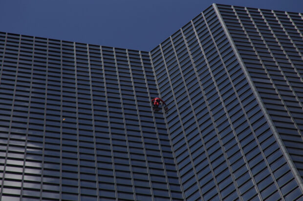French Spiderman climbs in Paris