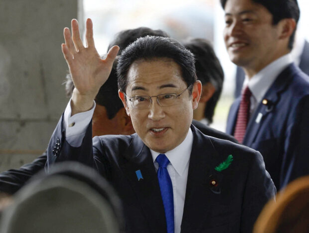 Japanese Prime Minister Fumio Kishida attends his outdoor speech in Wakayama, Japan