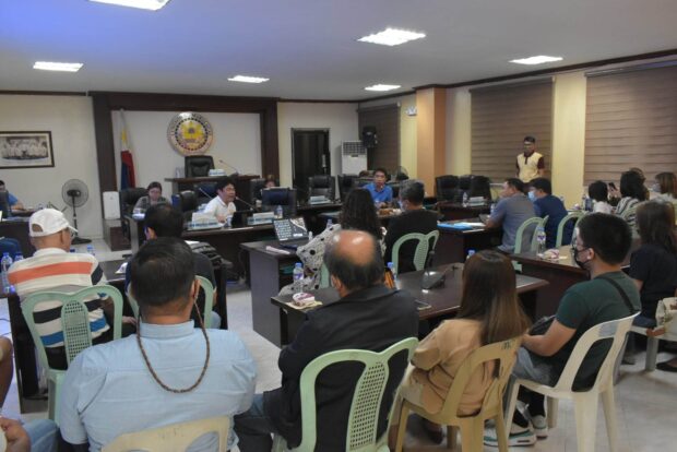 The Mabalacat City Council conducts a public hearing into the lack of potable water for more than 600 households at the Mawaque Resettlement Center.