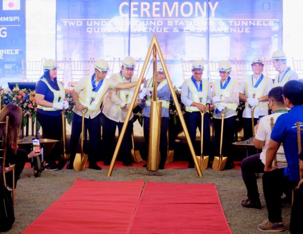 Photo Caption: The Department of Transportation chief Jaime Bautista along with other officials at the groundbreaking ceremony for the Metro Manila Subway Project on Friday, April 28, 2023. Photo from the DOTr.