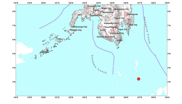 Magnitude 5.8 earthquake strikes waters off Davao Occidental