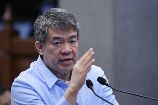 NIA SHOULD BE READY TO ANSWER QUESTIONS: Senate Minority Leader Aquilino “Koko” Pimentel III backs the call of Sen. Raffy Tulfo to use the budget process to hold accountable different government agencies, particularly the National Irrigation Administration (NIA). Pimentel made the manifestation following Tulfo’s privilege speech about the P121-billion anomalous unfinished projects funded by the NIA from 2017 to 2022. “I would advise NIA to better prepare to answer questions from all of us come the budget process,” Pimentel said Tuesday, May 16, 2023. (Joseph B. Vidal/Senate PRIB)