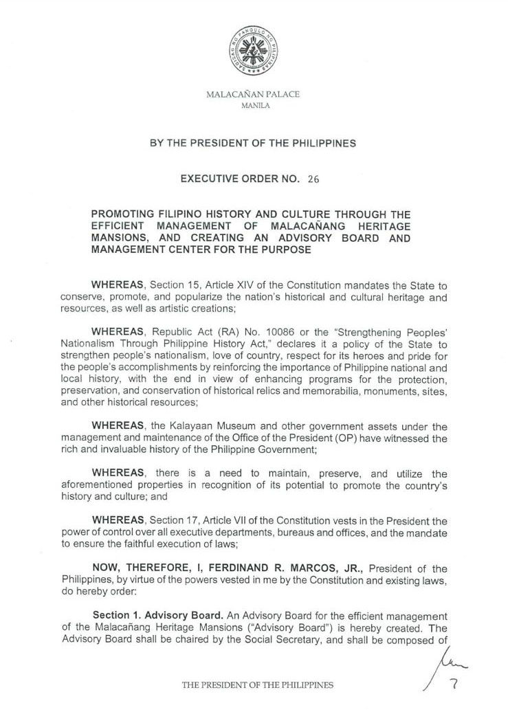 Bongbong Marcos creates panel to oversee 'Malacañang Heritage Mansions' Inquirer News