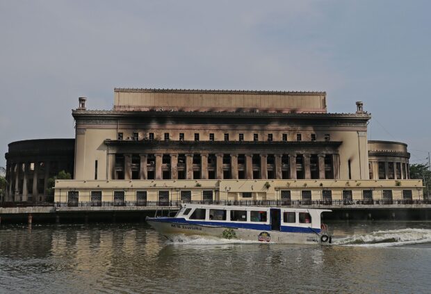 POST OFFICE / MAY 23, 2023 The Manila Central Post office building in Liwasang Bonifacio, Manila a day after it was gutted by a huge fire. INQUIRER PHOTO / RICHARD A. REYES