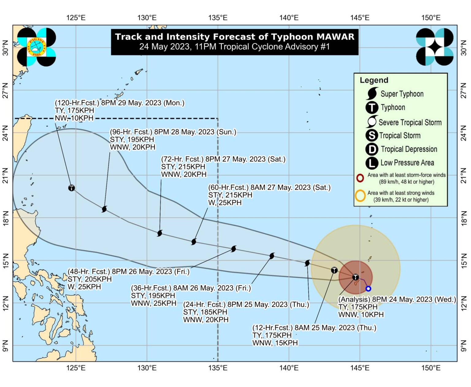 Typhoon Mawar to regain supertyphoon status on Thursday at earliest