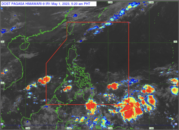 Generally fair and warm weather will affect most parts of the country, while parts of Palawan and Mindanao may experience cloudy skies and scattered rains brought by the intertropical convergence zone according to Pagasa. (Photo courtesy of Pagasa)